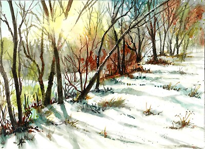 #ad Winter Sunset In The Woods Beautiful Winter Sunset Snow Art Winter Wall Decor $35.00