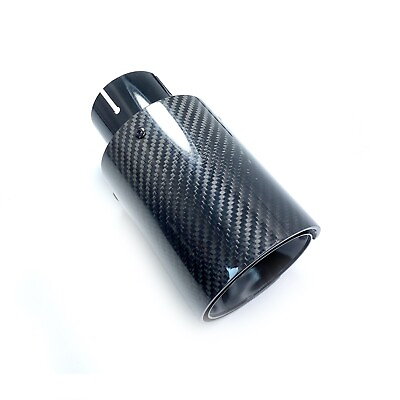 #ad 2PCS Glossy Black Carbon Fiber Exhaust Tip For M Performance BMW Universal Pipes $108.18