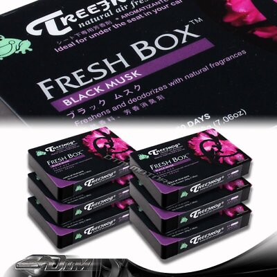 #ad 6 PACK TreeFrog Natural Xtreme Fresh Box Car Air Freshener JDM 5 Black Musk $45.99
