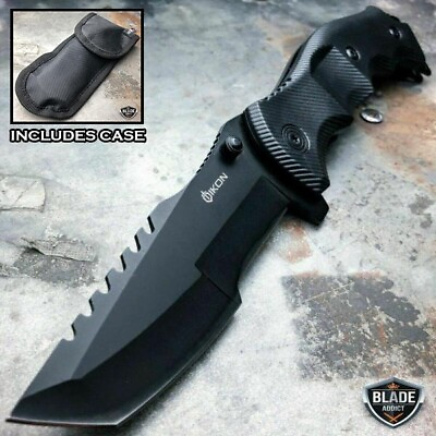 TACTICAL Spring Assisted Open Pocket Knife CLEAVER RAZOR FOLDING Blade Black NEW $14.95