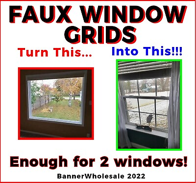 Faux window grids white vinyl replacement glass lines grills sliding door mutton $15.99