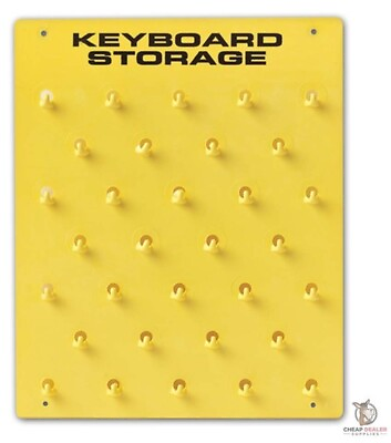 #ad Small Plastic Economy Key Storage Board 32 Key Hooks Yellow Keyboard $33.59