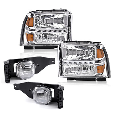 #ad Fit For 05 07 Ford F 250 F 350 Super Duty LED DRL Headlights ChromeFog Lights $94.98