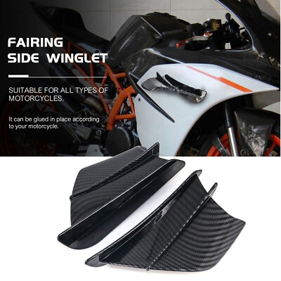 #ad 2X Motorcycle Side Winglets Kit Spoiler Carbon Fiber For Honda SuzUSi Kawasaki $21.84