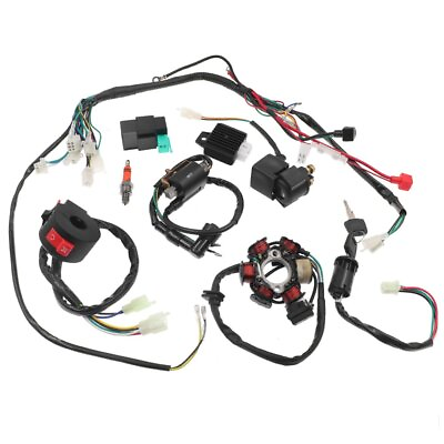 Electric Wiring Harness Wire Loom CDI Stator Kit for 50cc 110cc 125cc ATV QUAD $39.59