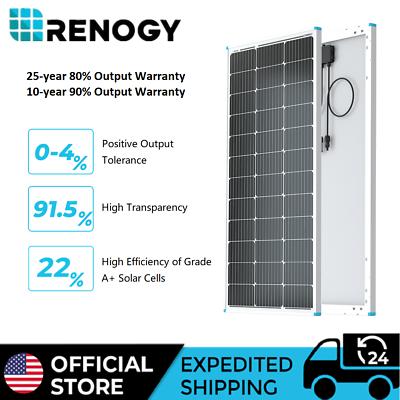 Renogy 12V 100W Solar Panel Monocrystalline PV Power Charger for RV Home Rooftop $84.99