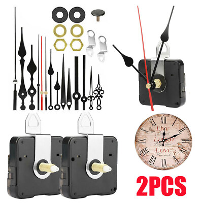 #ad 2x DIY Tool Quartz Wall Clock Movement Mechanism Motor Repair Kit w 5 Pair Hand $9.59