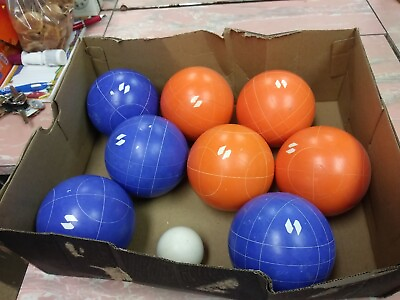 #ad VINTAGE OFFICIAL BOCCE BALL SET of 8 Balls amp; Jack Orange Blue READ $14.99