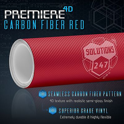 #ad 4D Premiere Semi Gloss Red Carbon Fiber Vinyl Wrap Bubble Free Air Release $34.95
