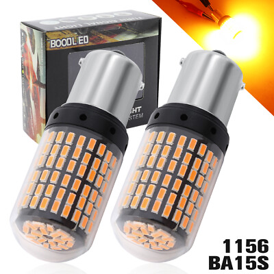 #ad 2X High Power 1156 BA15S LED 144SMD Canbus Car Turn Signal Reverse Light Amber $11.69