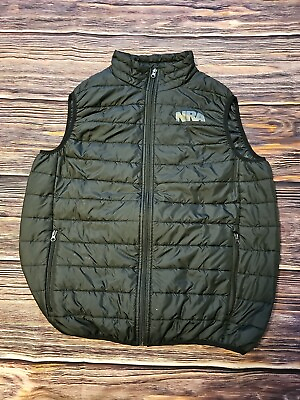 #ad #ad NRA Large Black Puffy Vest National Rifle Association Sleeveless Jacket $19.99