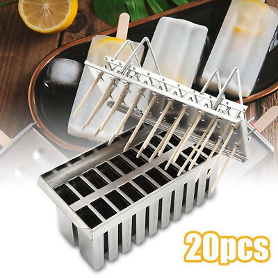 #ad 20pcs Ice Cream Stick Mold Pop Mold Cup Stainless Steel Popsicle Mold Commercial $70.00