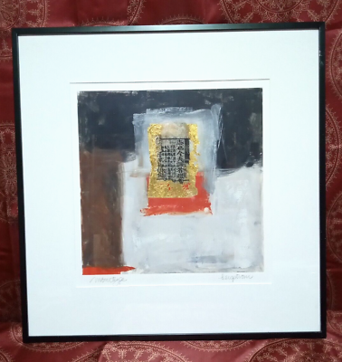 #ad Marilyn Bergstrom Signed Monotype Abstract Art Print 24quot; x 24quot; Metal Frame V1 $150.00