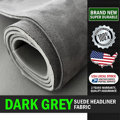 #ad Dark Grey Suede Headliner Fabric Reupholstery Auto Saggy Tore Aging Smell Roof $37.19