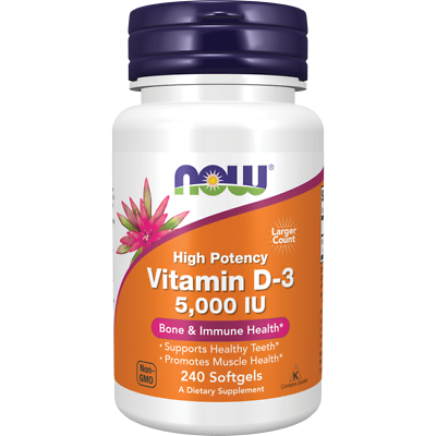 #ad NOW Foods High Potency Vitamin D 3 125 mcg 5000 Iu 240 Sgels $14.88