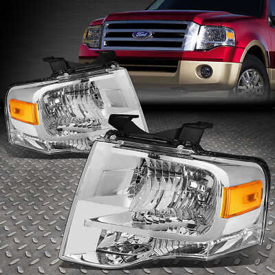 #ad FOR 07 14 FORD EXPEDITION CHROME HOUSING AMBER CORNER HEADLIGHT REPLACEMENT LAMP $126.88