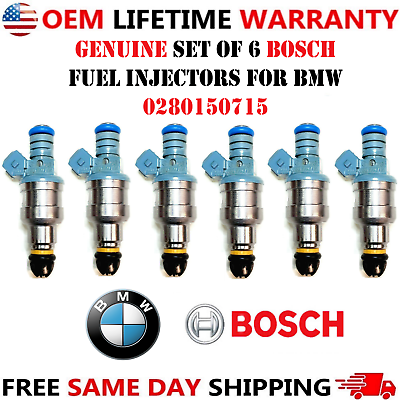 #ad Genuine Fuel Injectors for 1987 1993 BMW 325i 2.5L V6 Bosch Set of 6 #0280150715 $179.60