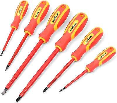 #ad 6pc 1000V Insulated Screwdriver Set Magnetic Tips Electrician Slotted Phillips $13.59