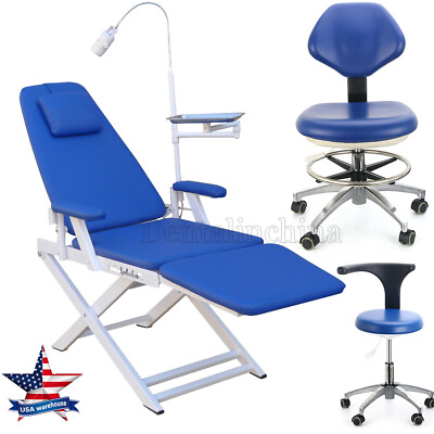 #ad Portable Dental Folding Chair Adjustable With Rechargeable LED Light Chair Stool $165.59