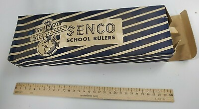 #ad Vintage Box of SENCO SCHOOL RULERS 30 cm Wood 30 pieces New Old Stock $27.60