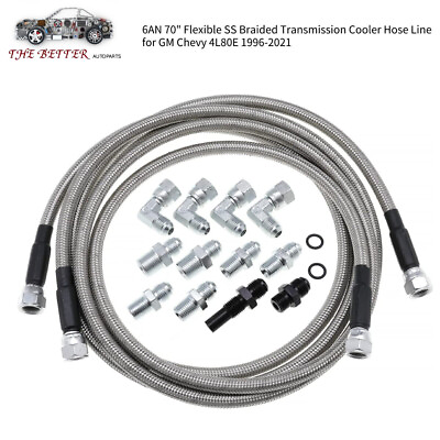 #ad Flexible SS Braided Transmission Cooler Hose Line for GM Chevy 1996 amp;Newer 4L80E $42.69