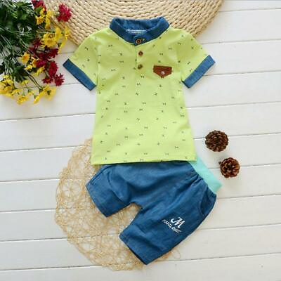 #ad 2 Pcs Toddler Baby Boy Clothes Kids Clothing Sets T shirt Shorts Outfits Size $12.14