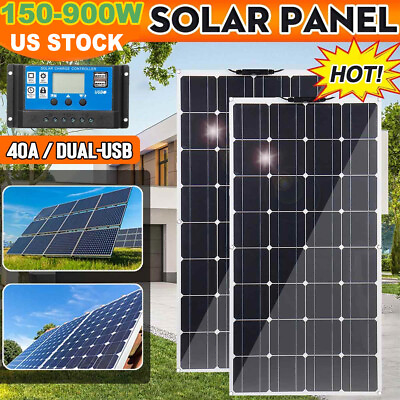 #ad 150W 900W Portable Power Station Generator Solar Panel Kit with LiFePO4 MMPT $236.98