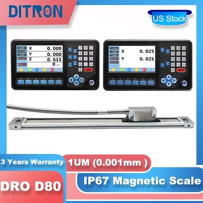 #ad 1UM Magnetic Scale Digital Readout 3Axis 2Axis DRO Display fo CNC Milling Lathe $162.80