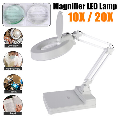 #ad Magnifier LED Lamp 10X 20X Magnifying Glass Desk Table Reading Light With Base $47.49