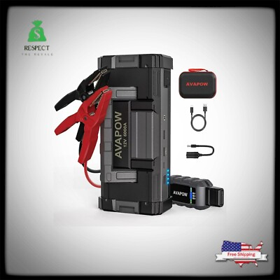 #ad #ad Avapow 6000A Portable Car Battery Jump Starter 12V Battery Booster Power Bank $163.05