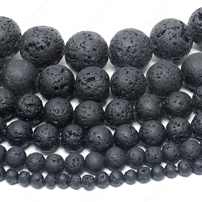 #ad Natural Lava Stone Volcano Beads Round 4mm 6mm 8mm 10mm 12mm 14mm 15.5quot; Strand $6.98