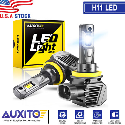 #ad 2X AUXITO H11 H8 LED Headlight Bulb Kit High Low Beam 6000K Super White 50000LM $34.85