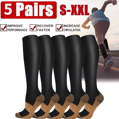 #ad NEW Copper Compression Socks 20 30mmHg Graduated Support Mens Womens S XXL $26.99