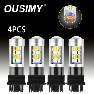 #ad 4X 3157 LED Front Turn Signal Parking Light Bulbs Amber Yellow Canbus Error Free $15.99