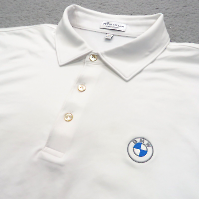 #ad Peter Millar Polo Shirt Extra Large Summer Comfort White BMW Tour Jersey Mens XL $37.95