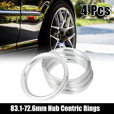 #ad 4pcs 83.1mm to 72.6mm Aluminium Alloy Car Hub Centric Rings Wheel Bore Spacer $19.29