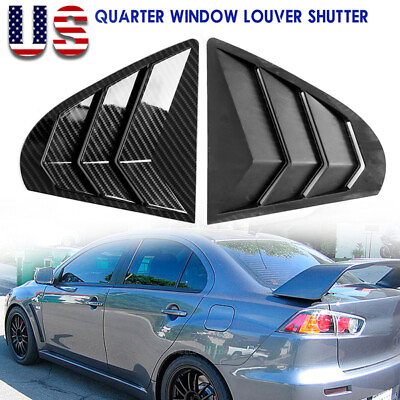 #ad 2X Carbon Fiber Quarter Window Louver Shutter For Mitsubishi Lancer EVO 2009 16 $26.98