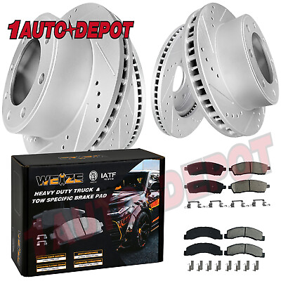 #ad 4WD Front amp; Rear Brake Rotors CARBON FIBER Ceramic Pads for Ford F 250 F 350 SD $259.24