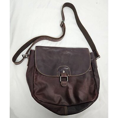#ad Jack Georges Unisex Brown Leather Crossbody Adjustable Messenger Bag $34.99