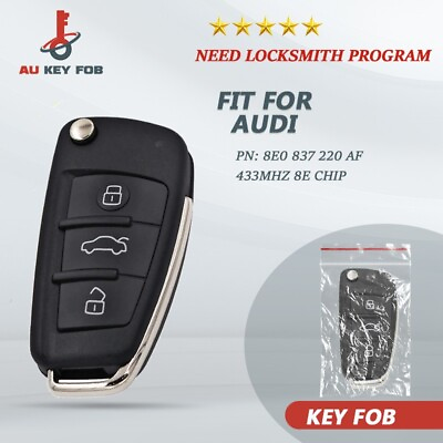 #ad 3 Button Flip Remote Key Keyless Fob 433MHz with 8E for Audi Q7 8E0 837 220 AF $35.07