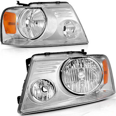 #ad Pair Headlights Assembly For 2004 2008 Ford F 150 F150 Pickup Chrome Headlamps $56.50
