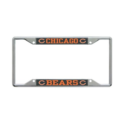 CHICAGO BEARS CARBON BACKGROUND 6quot;X12quot; METAL LICENSE PLATE FRAME WINCRAFT $20.00