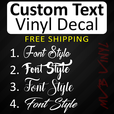Cursive Custom Text Vinyl Decal Sticker Script Personalized Lettering Fancy $6.99