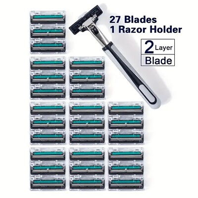 #ad 27 Twin Stainless Steel Blades Shaving Disposable Razors with 1 Handle for Men $11.99