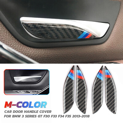 4PCS Carbon Fiber Interior Door Handle Stickers Trim For BMW F30 F34 2013 2017 $26.50