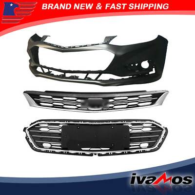 #ad Front Upper Lower Grille and Front Bumper Cover For 2016 2017 2018 Chevy Cruze $181.50
