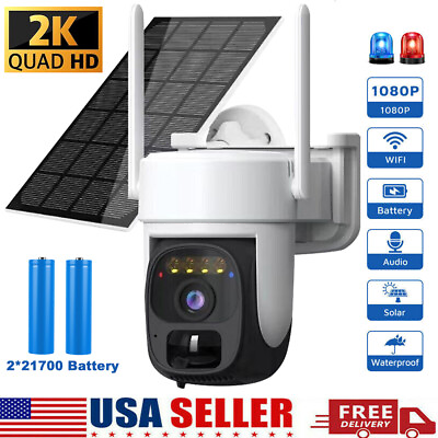 #ad Solar Battery Powered Wireless WiFi Outdoor Pan Tilt Home Security Camera System $183.99