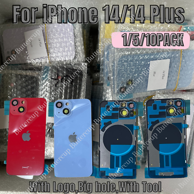 #ad For iPhone 14 iPhone 14 Plus Back Glass Replacement Big Cam Hole Rear Cover Lot $84.25