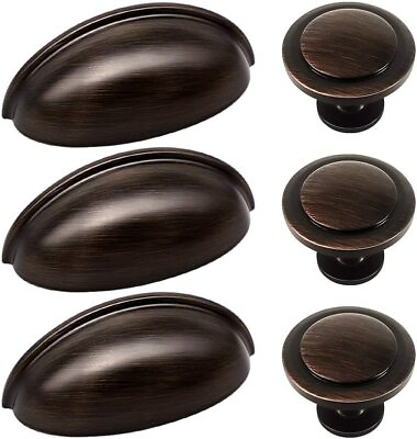 #ad SUNRIVER 27pcs Cabinet Knobs and Cup Handles 12 Cup Pulls amp; 15 Knobs ORB $24.49