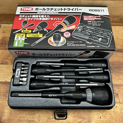 #ad TONE RDBS11 Ball Ratchet Driver Bit Set With Metal Case 11 Tools Japan New Tools $59.98